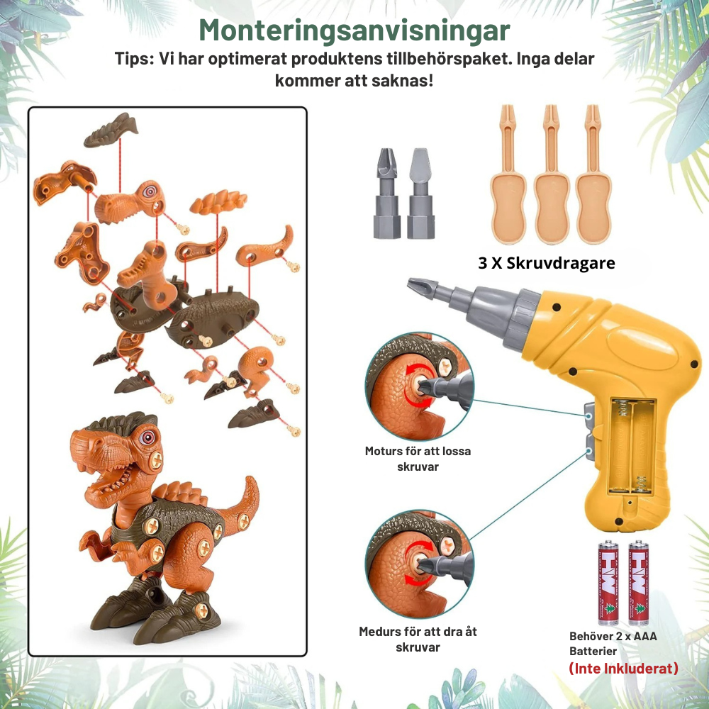 Byggbara Dinosaurier – STEM Leksak för Kreativ Lek