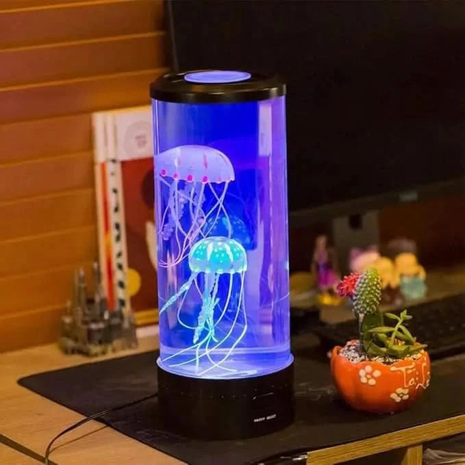 LED-jellyfish-lampa med simulerade maneter och färgskiftande ljus