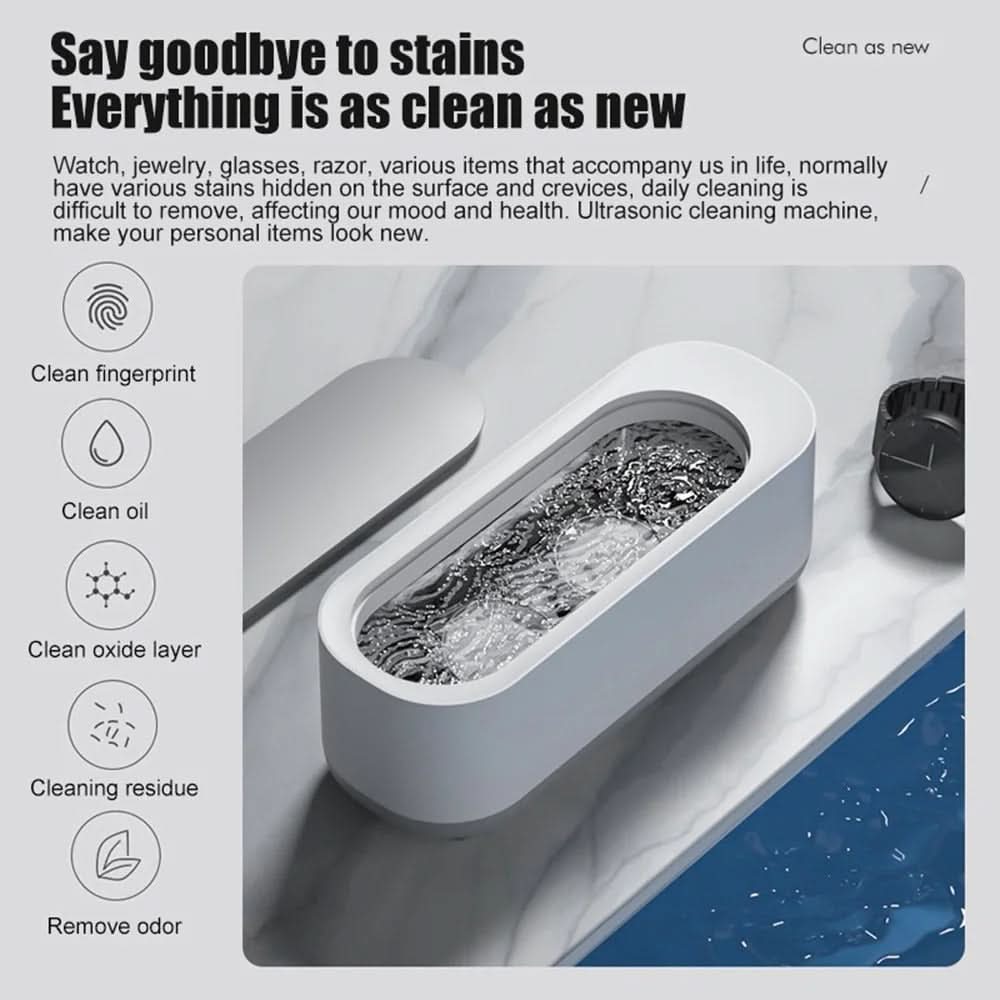 UltraClean™ Glasses & Jewelry Cleaner – Effektiv ultraljudsrengöring för glasögon och smycken.