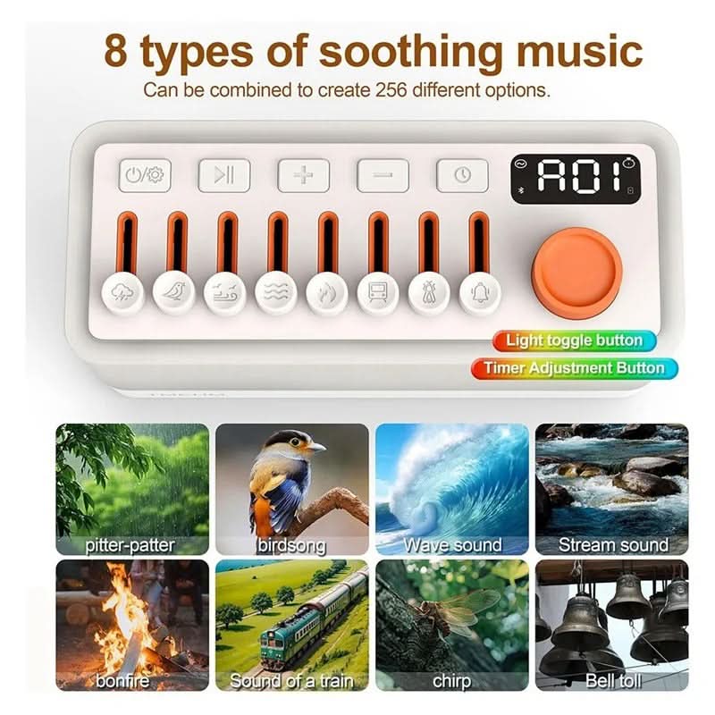 SleepHaven™ – White Noise Sleep Sound Machine med Bluetooth & Nattlampa