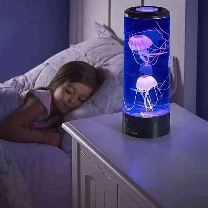 LED-jellyfish-lampa med simulerade maneter och färgskiftande ljus
