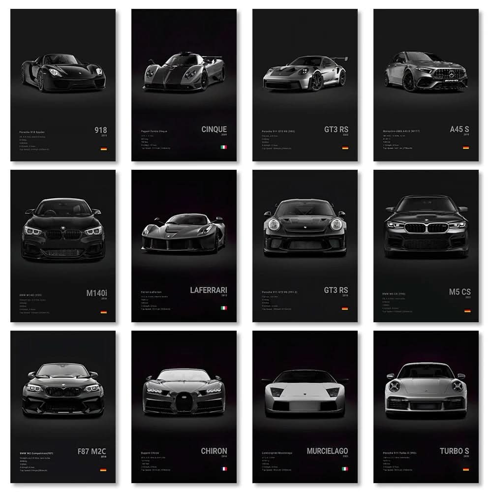Berömda Bilar Canvas Väggkonst – M5, 918, GT3, G63, STO, SLS | Modern Heminredning & Födelsedagspresent - Varuhuset24